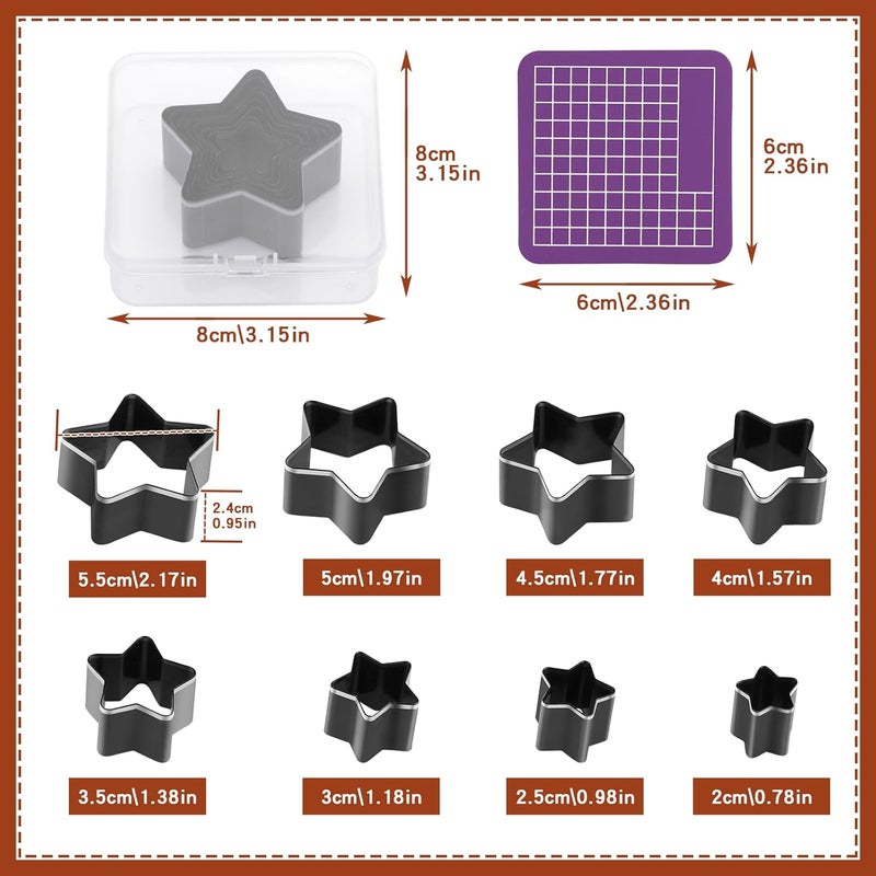 Yizzvb 8 Pcs Leather Star Shape Cutter Tool Set, Leather Punch Set, High Carbon Steel Multiple Shapes Hollow Craft Punching Tools for DIY Cutter Craft, Punching Die Set, 8 Sizes 20 25 30 35 40 45 50 55mm - Image 2